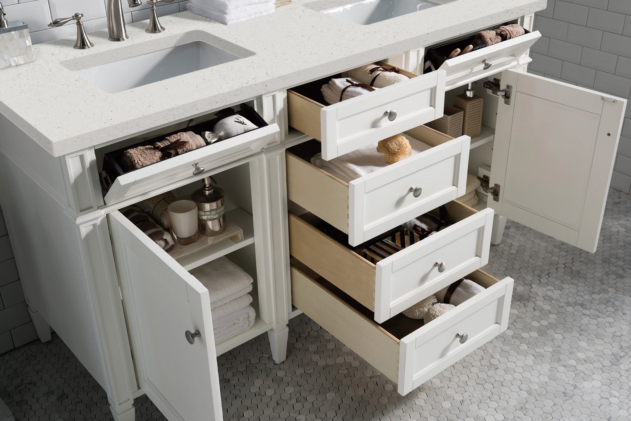 James Martin Brittany 60" Double Bathroom Vanity, Bright White, view 21