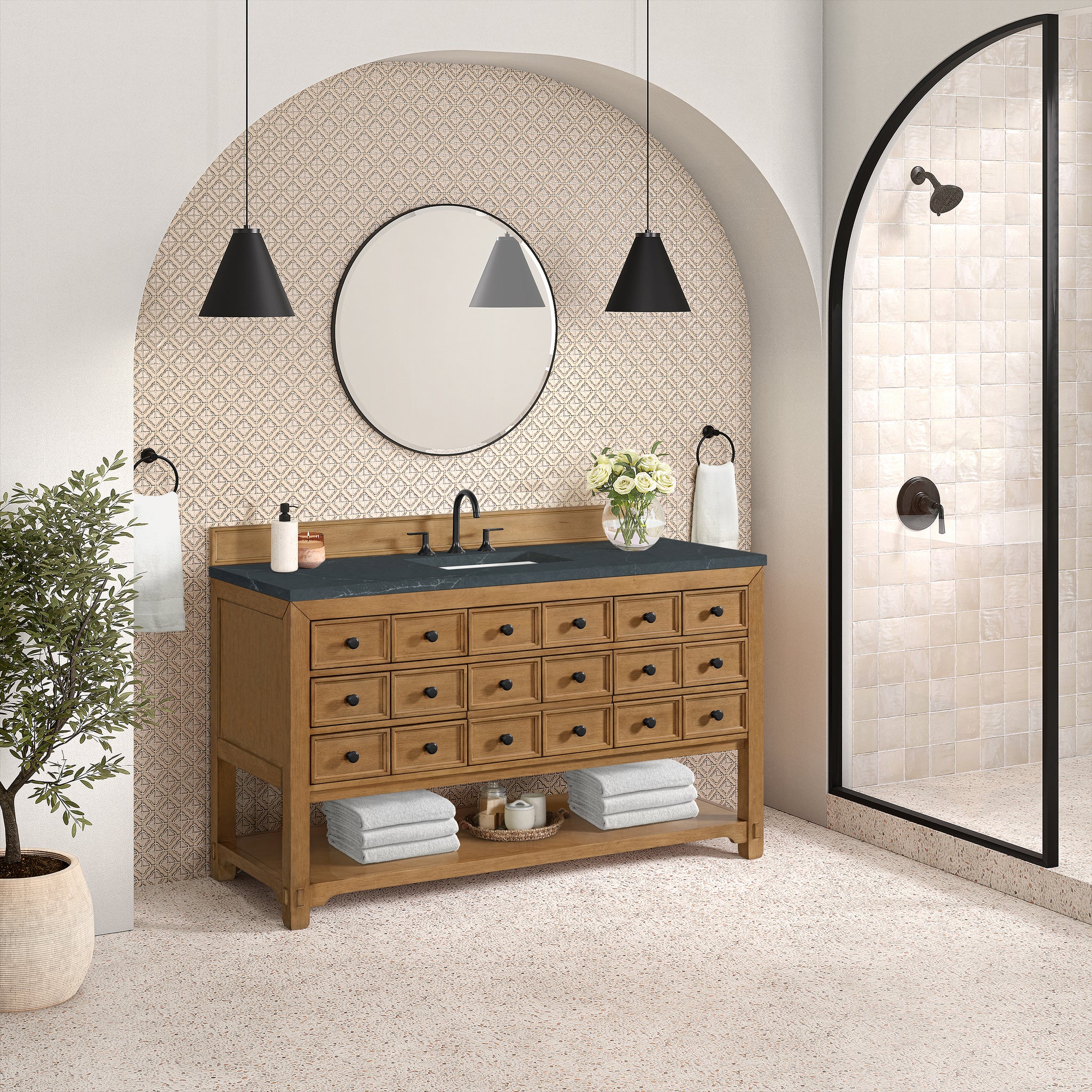 James Martin Malibu 60" Single Bathroom Vanity, Amber Birch, view 34