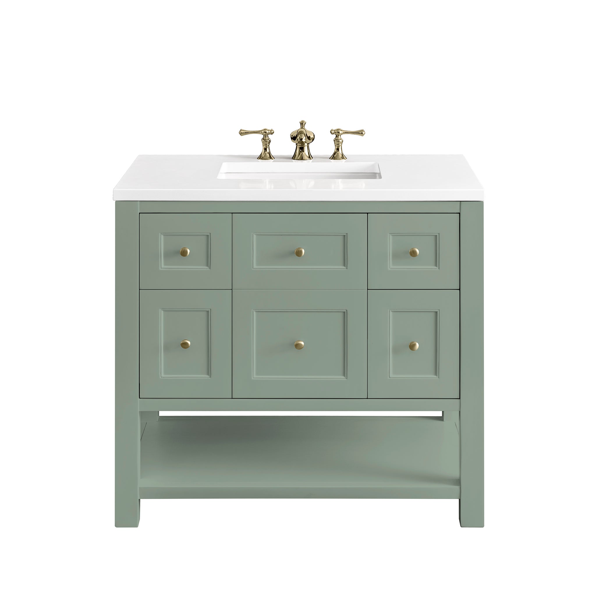 James Martin Breckenridge 36" Single Bathroom Vanity, Smokey Celadon with White Zeus countertop