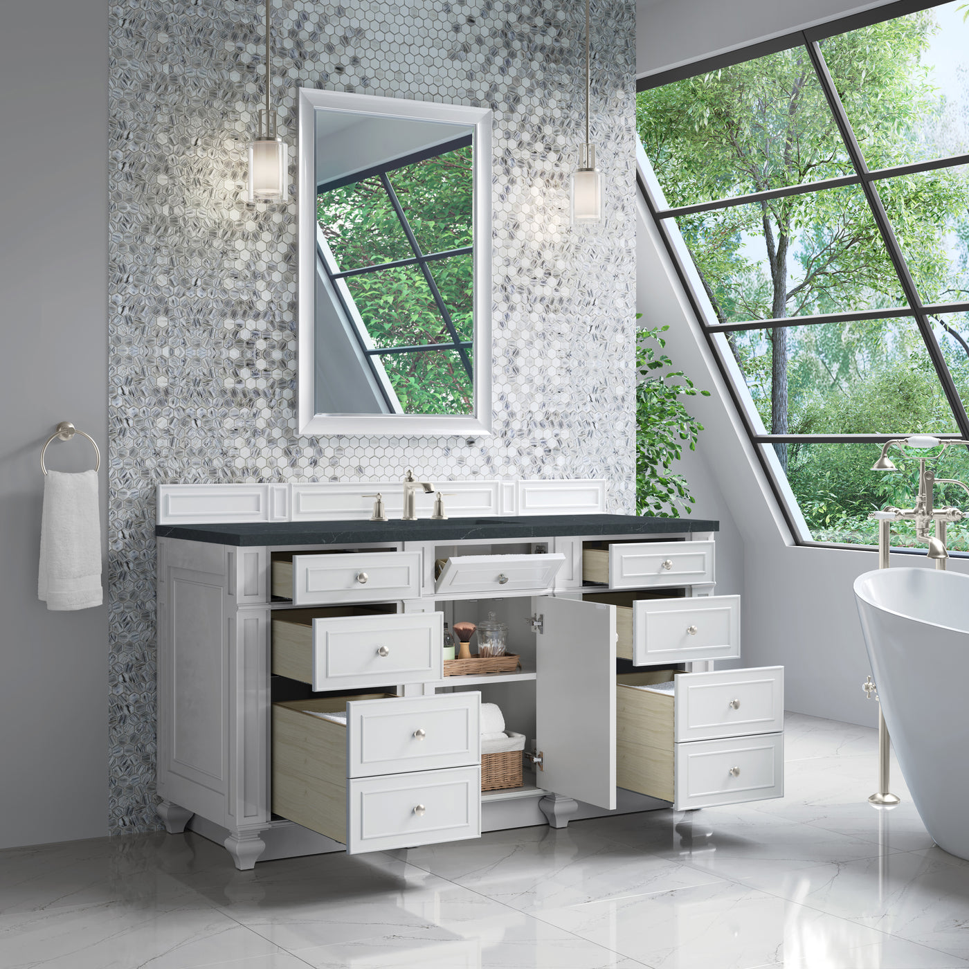 James Martin Bristol 60" Single Bathroom Vanity, Bright White, view 29