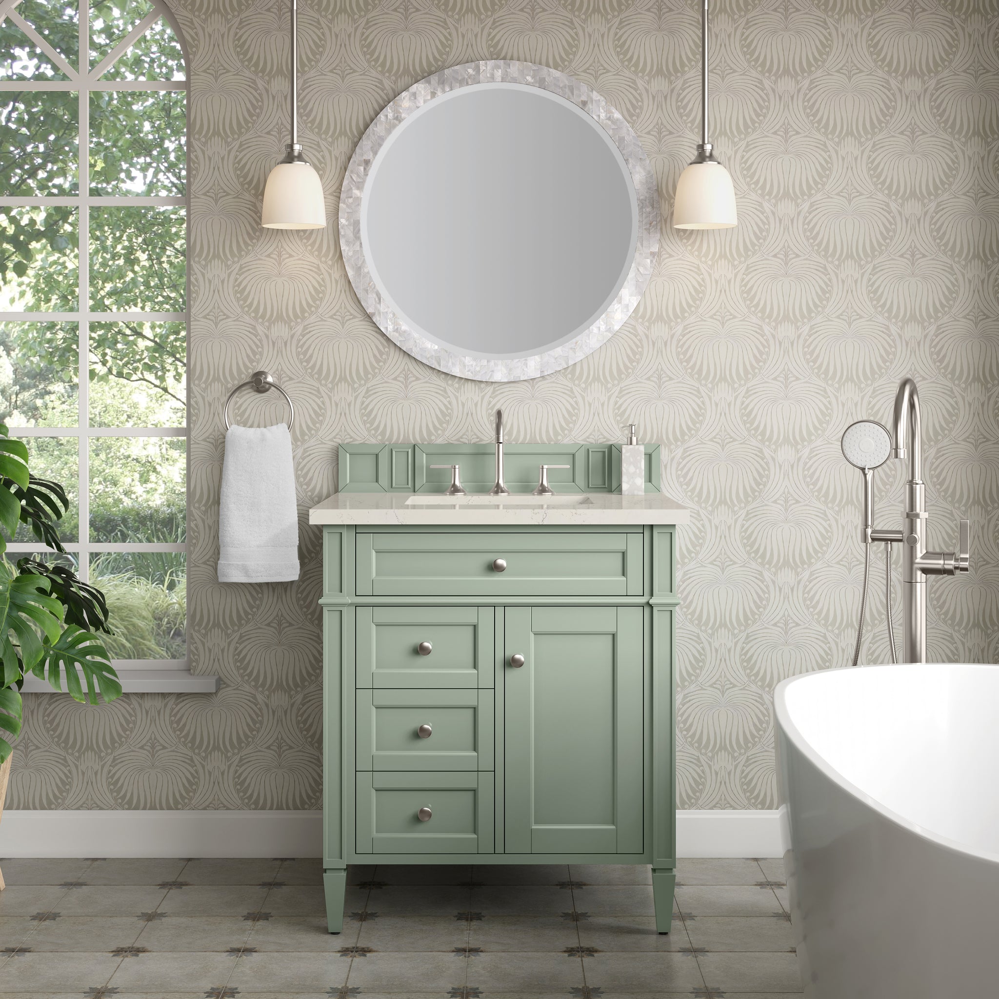 James Martin Brittany 30" Single Bathroom Vanity, Sage Green, view 28
