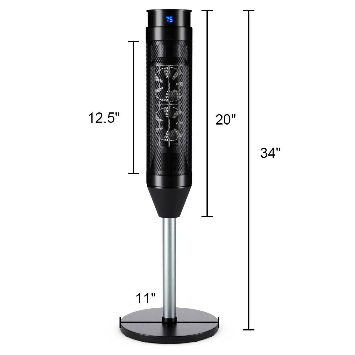 1500W Portable Pedestal Heater w/ Timer Remote Control by DirectDeals