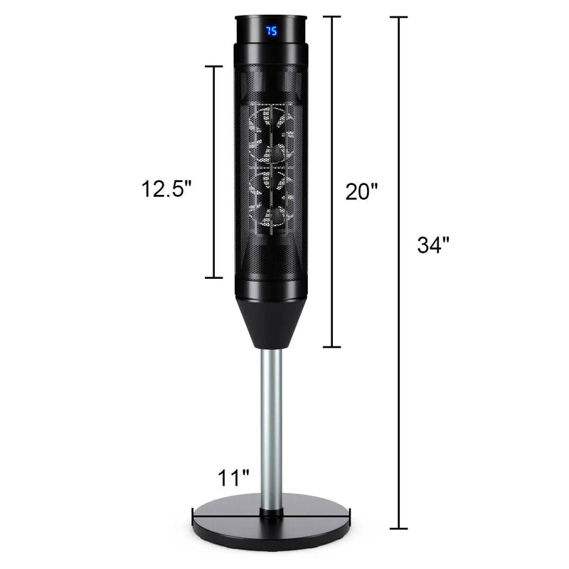 1500W Portable Pedestal Heater w/ Timer Remote Control by DirectDeals
