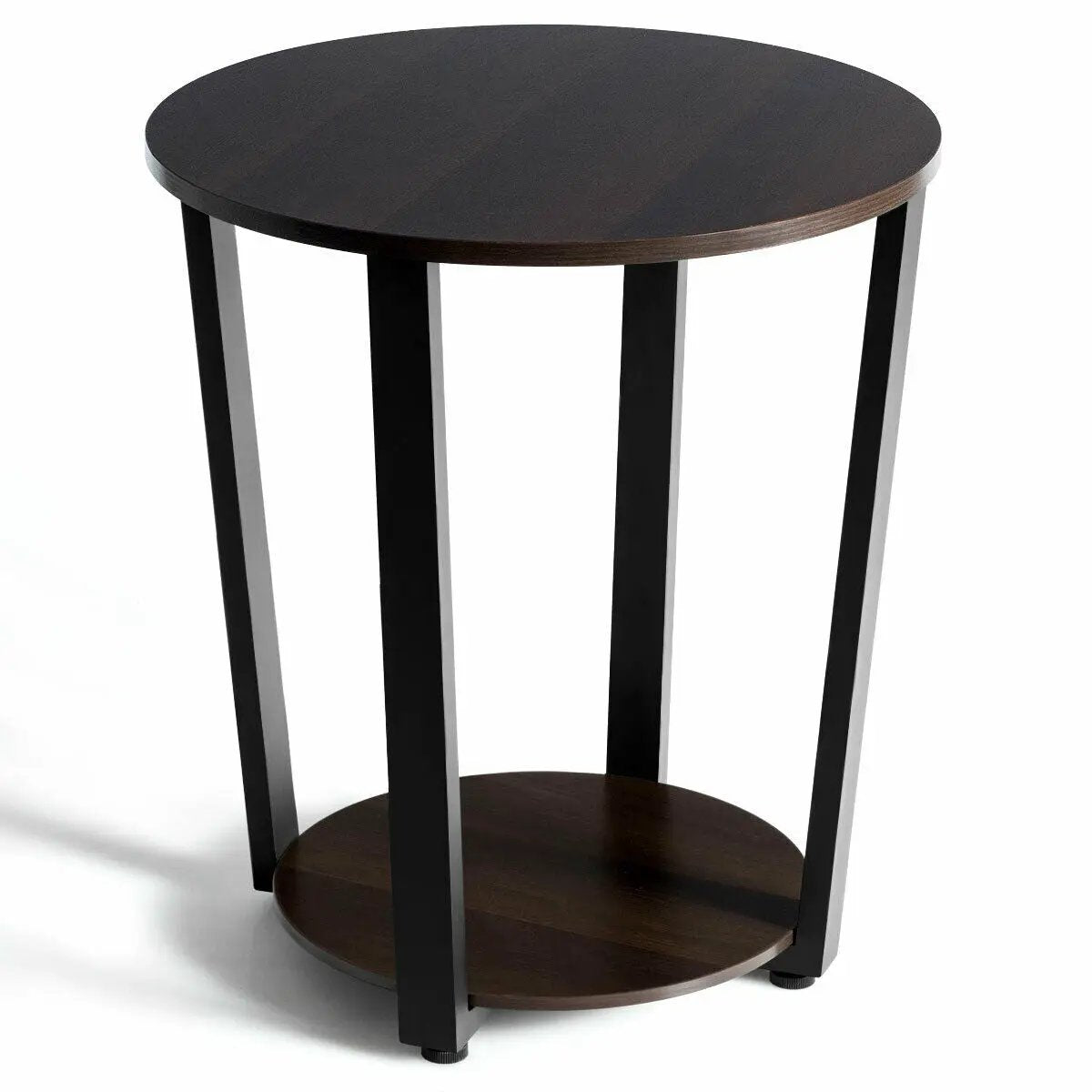 2-tier Round End Table with Storage Shelf & Metal Frame by DirectDeals