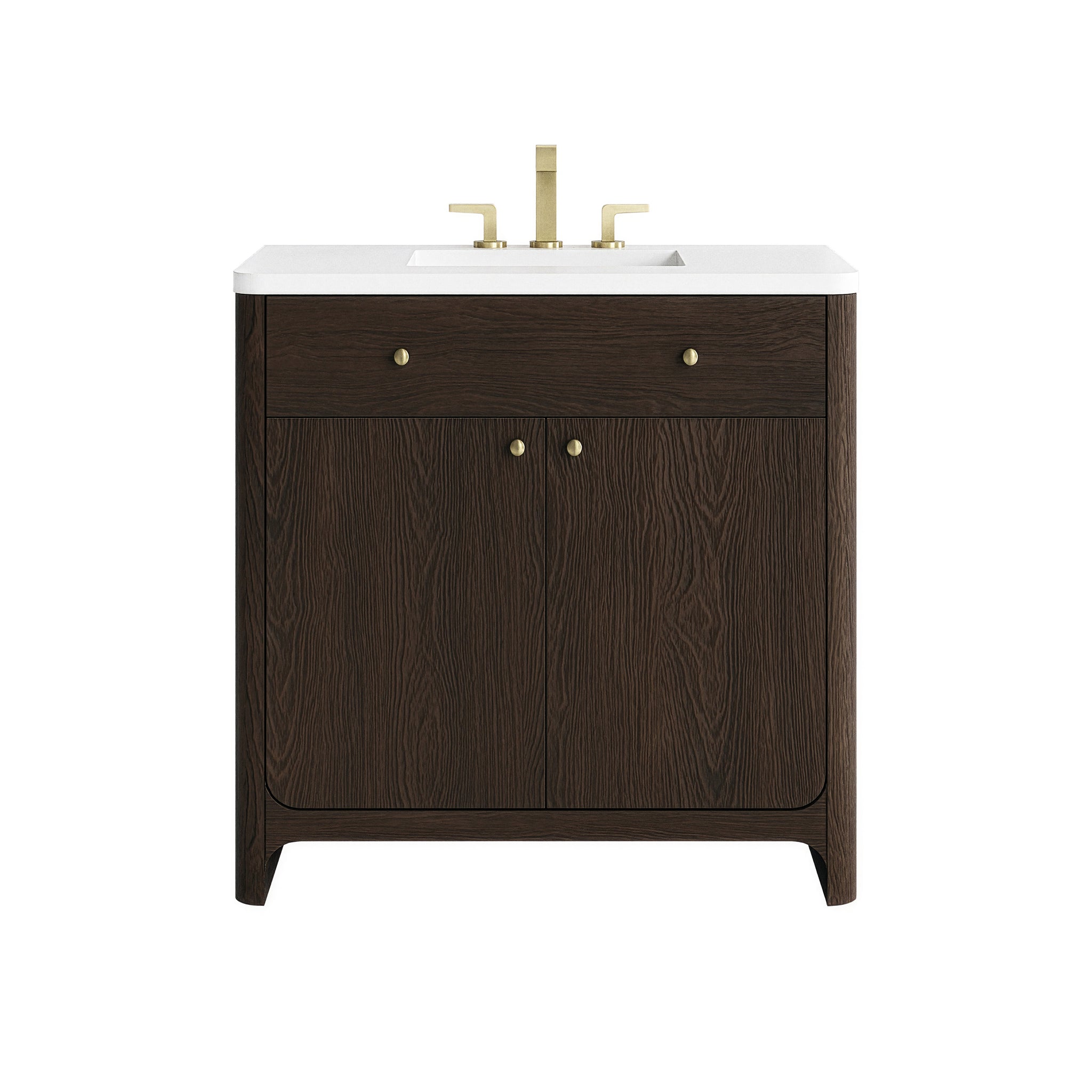 James Martin Gracyn 36" Single Bathroom Vanity, Sable with White Zeus (Widespread) countertop