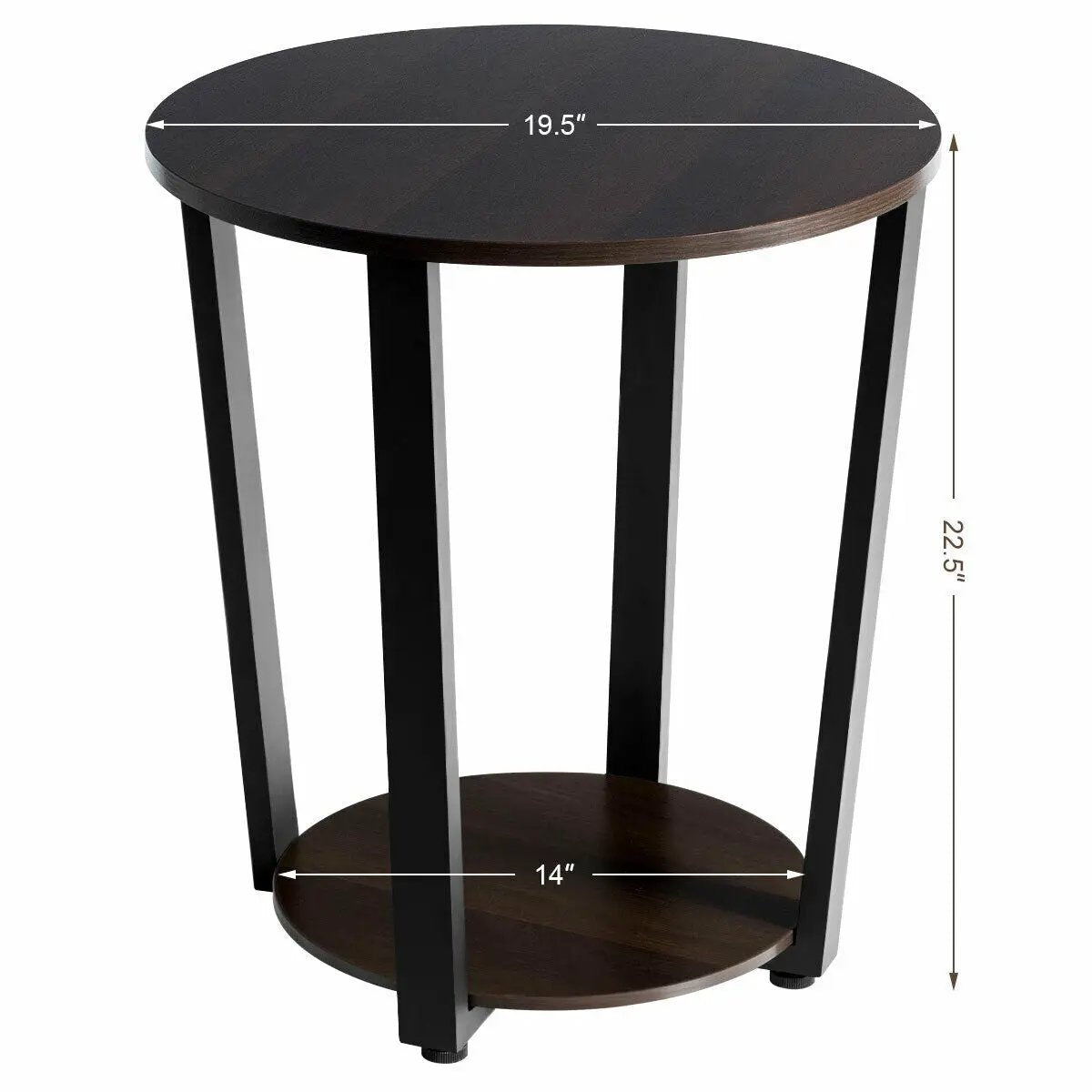 2-tier Round End Table with Storage Shelf & Metal Frame, photo 4 of 16