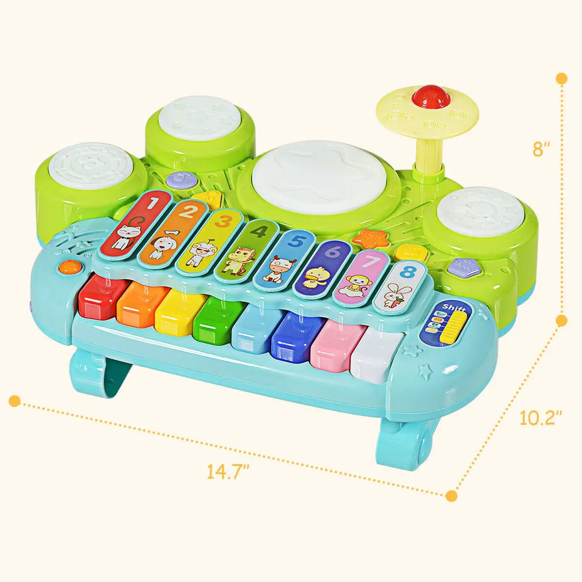 3-in-1 Electronic Piano Xylophone Game Drum Set by DirectDeals