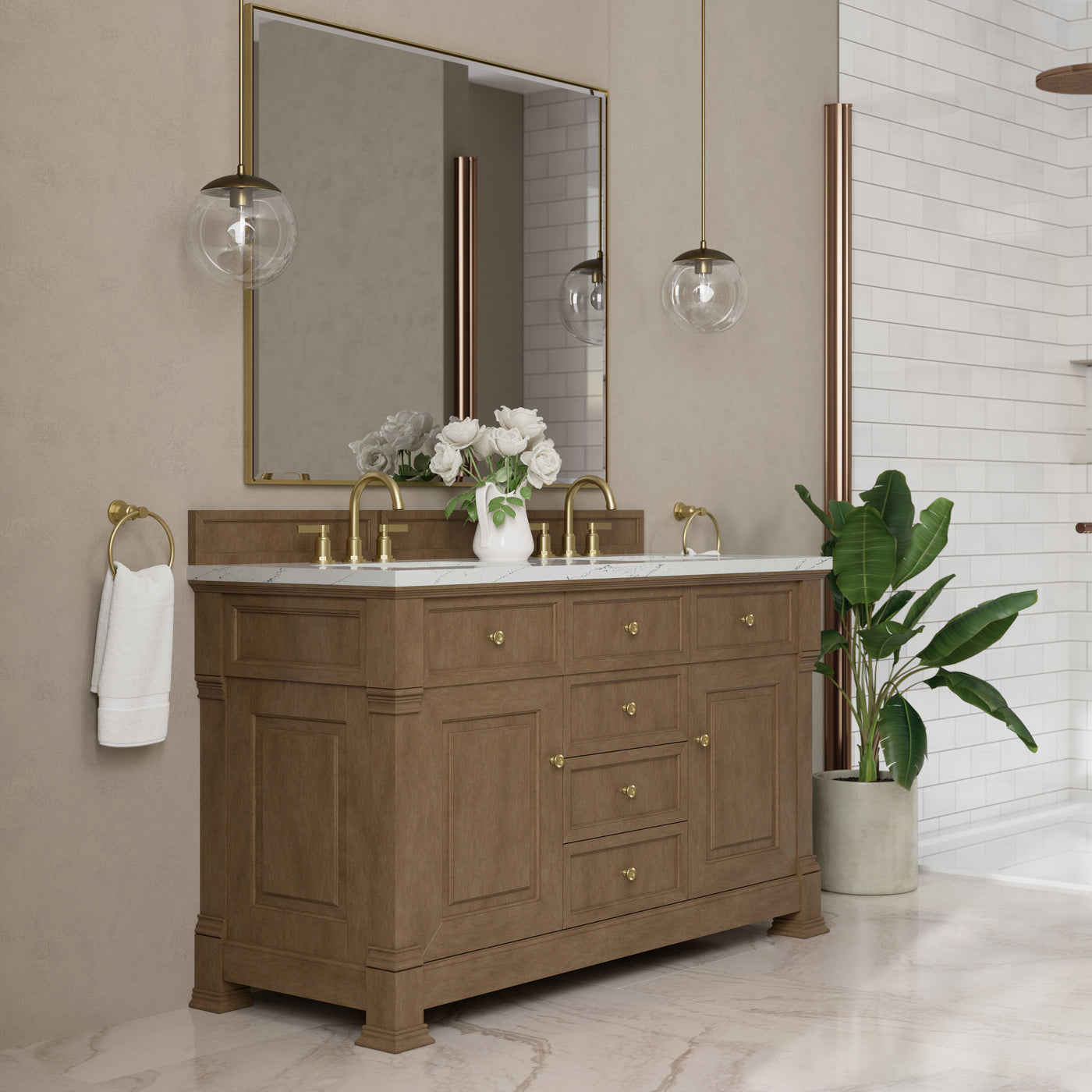 James Martin Brookfield 60" Double Bathroom Vanity, Pecan, view 35