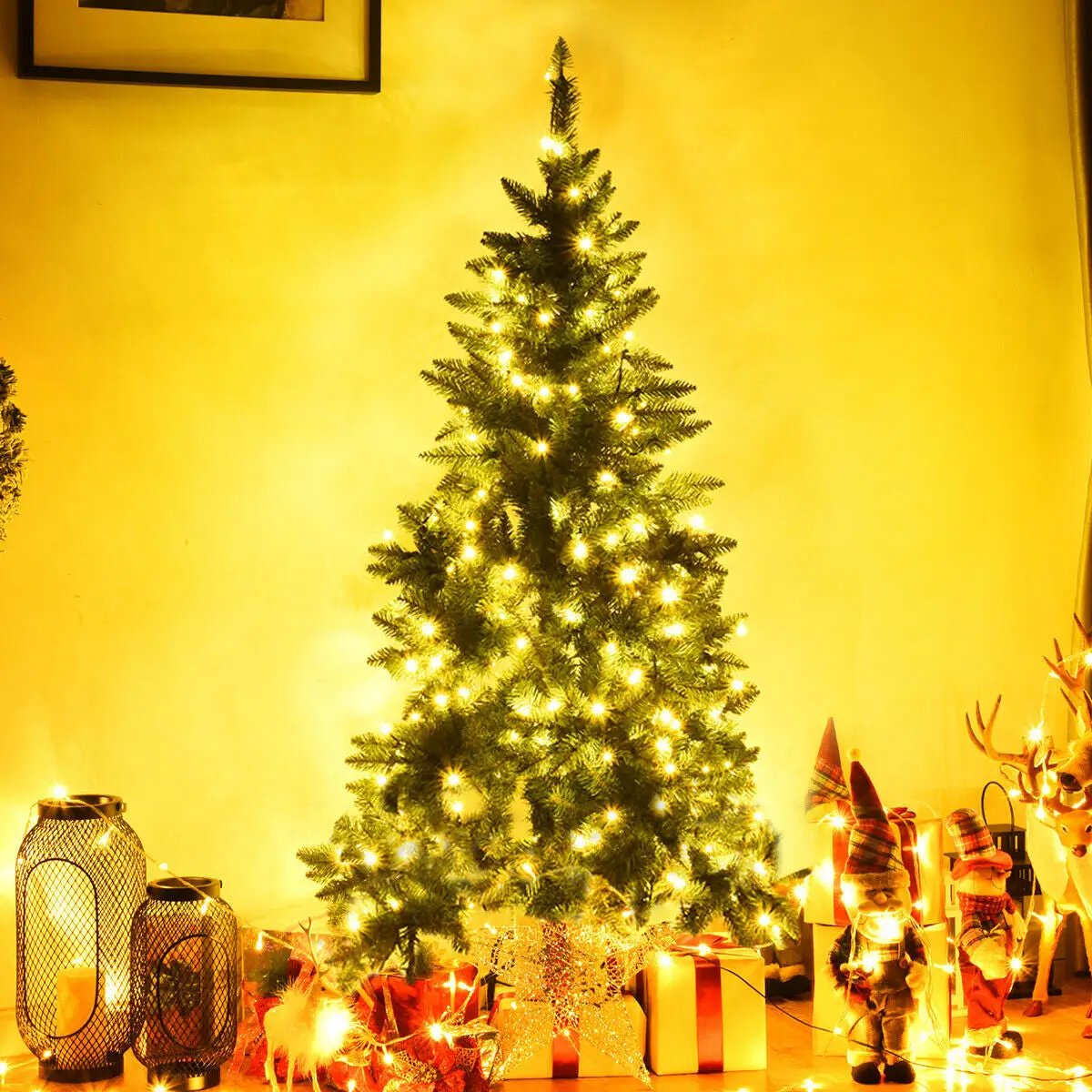Pre-Lit Artificial Half National Christmas Tree with 8 Flash Modes