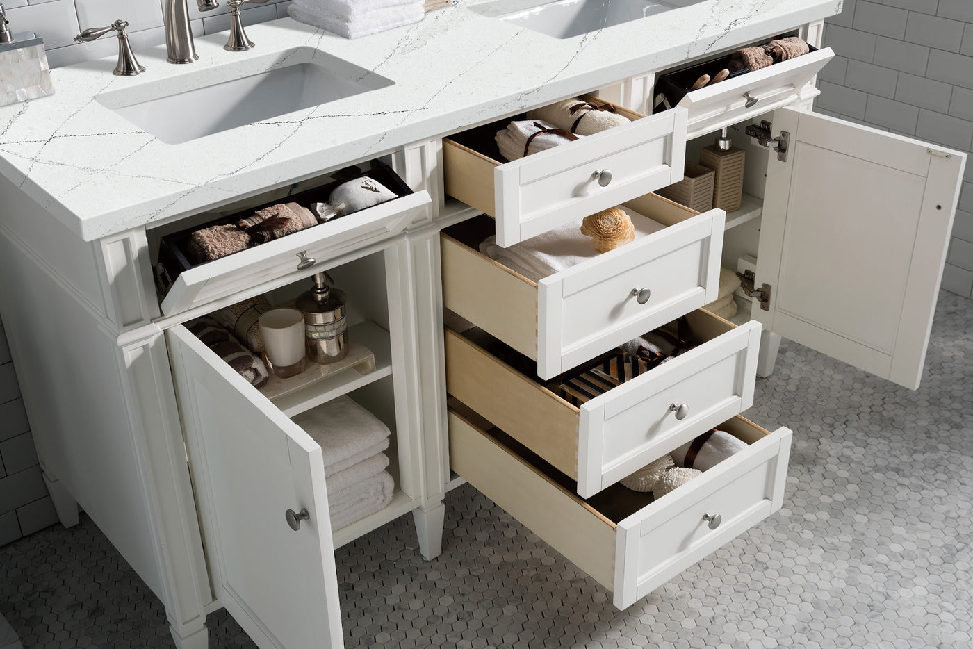 James Martin Brittany 60" Double Bathroom Vanity, Bright White, view 31