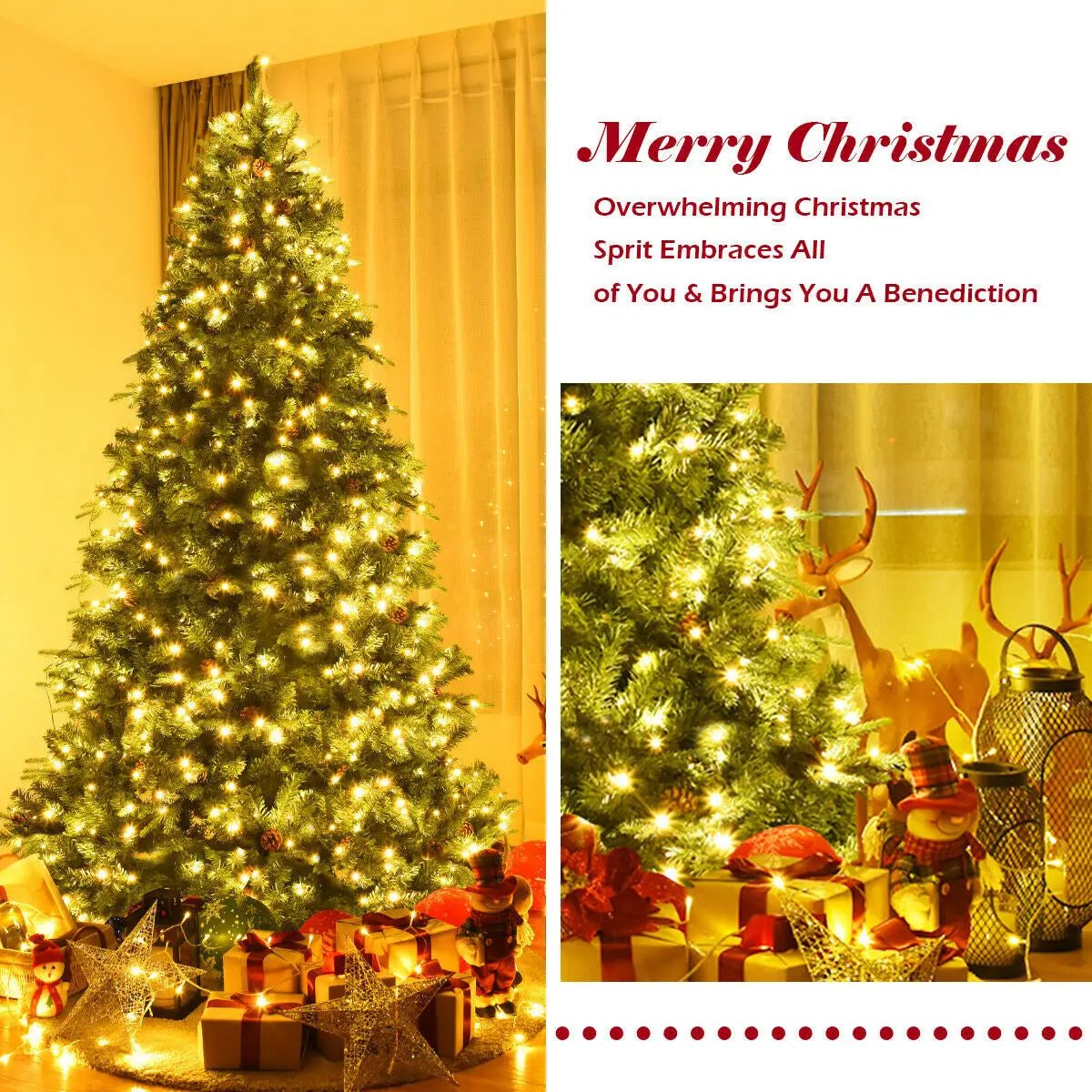 7.5 ft Artificial Christmas Tree with LED Lights and Pine Cones, photo 6 of 10