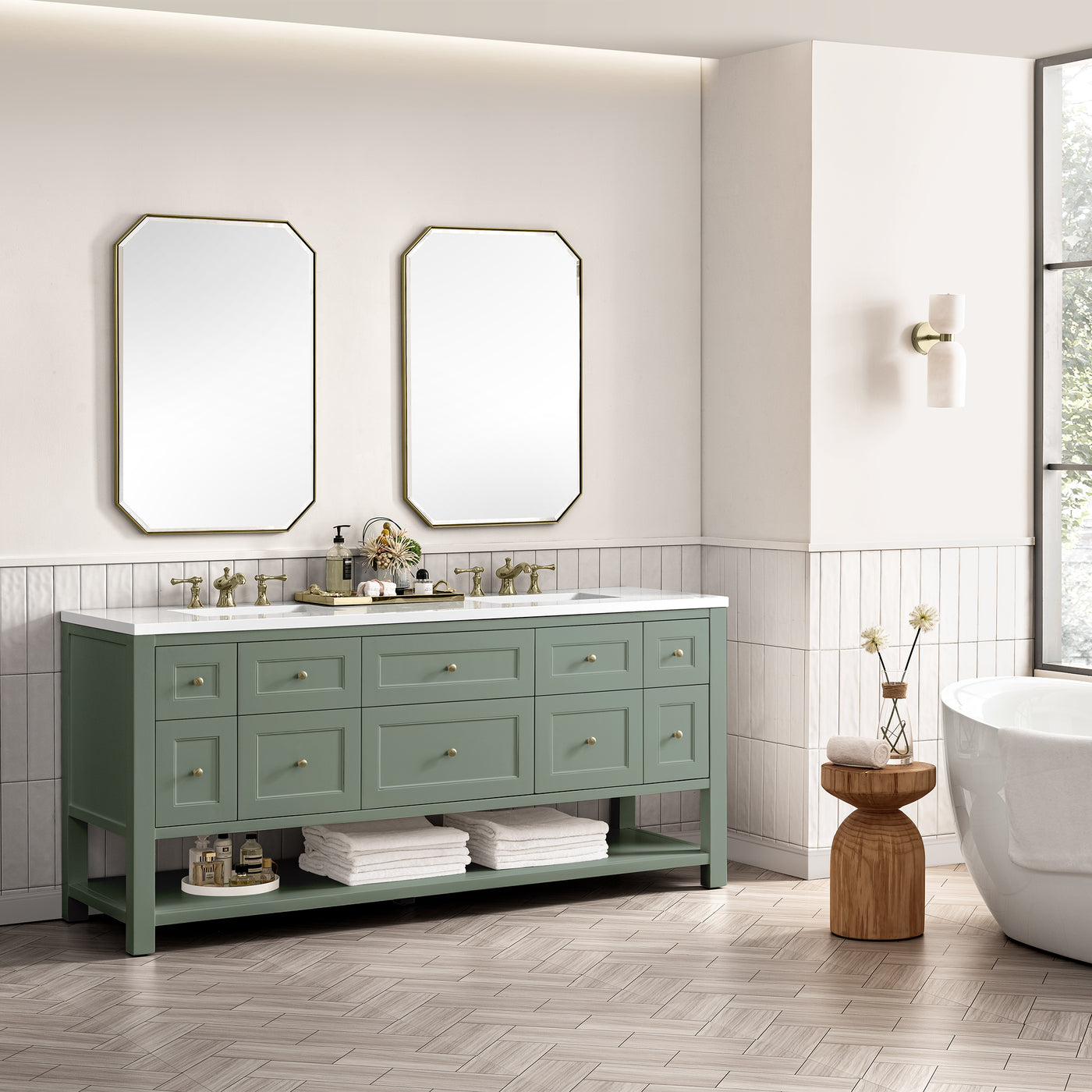 James Martin Breckenridge 72" Double Bathroom Vanity, Smokey Celadon, view 25
