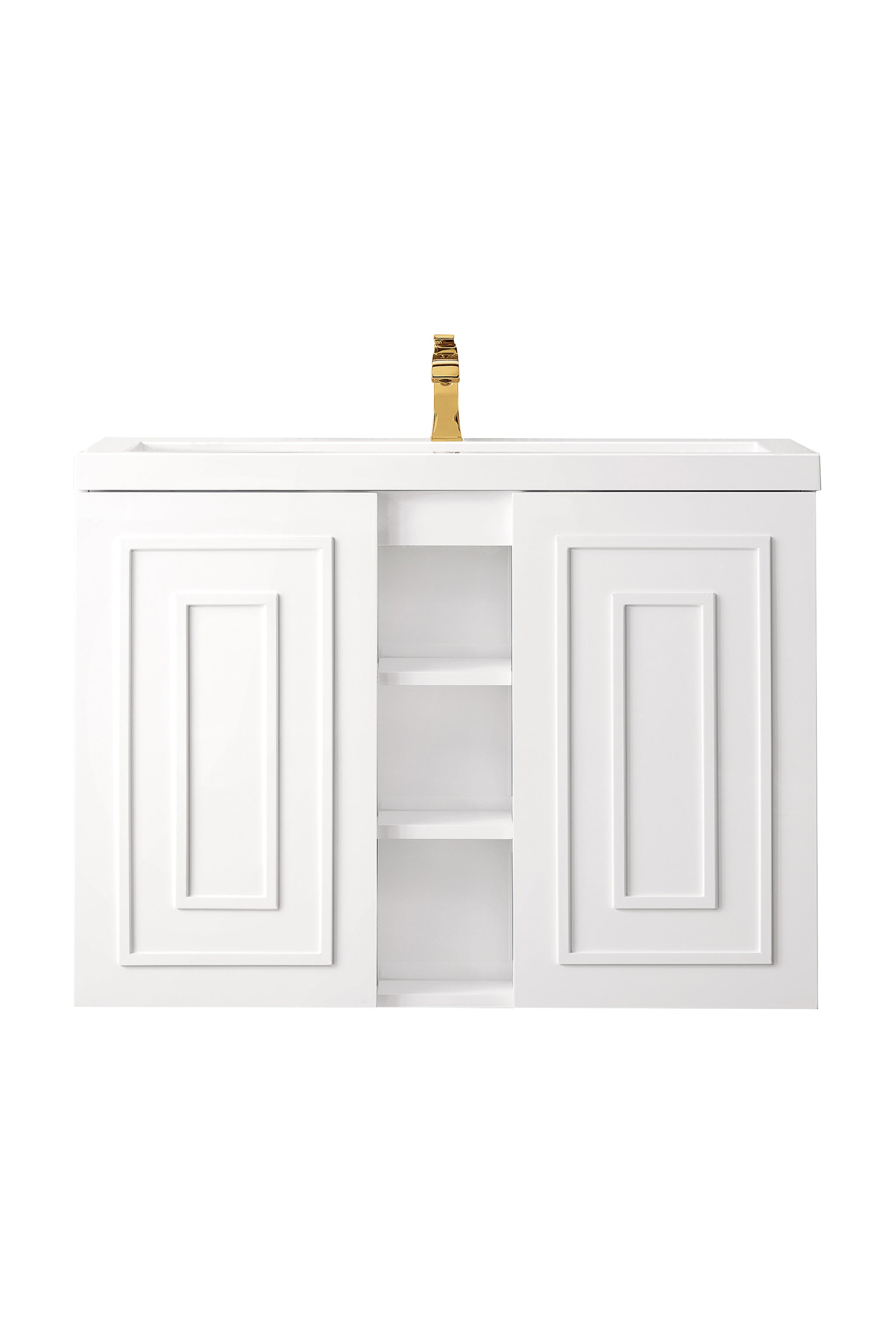 James Martin Alicante' 39.5" Floating Single Bathroom Vanity, Glossy White, view 2