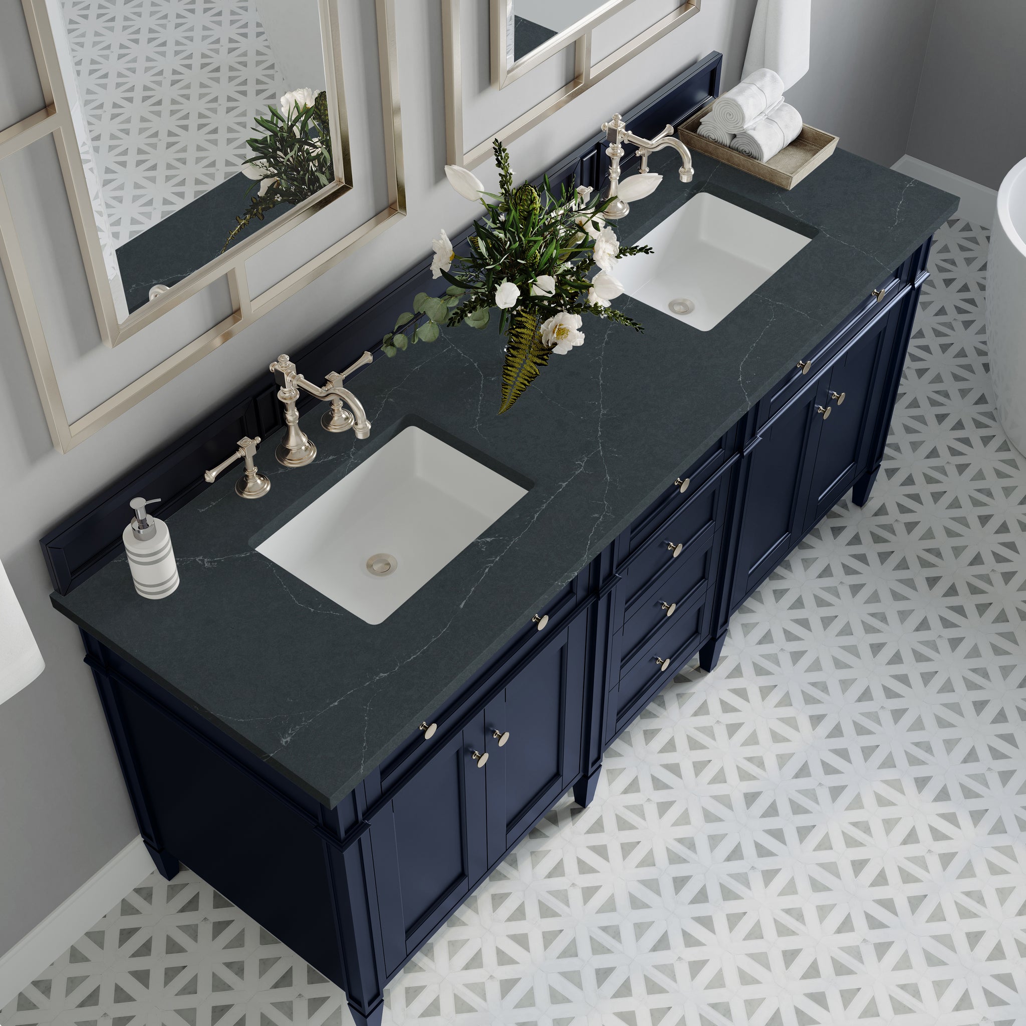 James Martin Brittany 72" Double Bathroom Vanity, Victory Blue, view 29