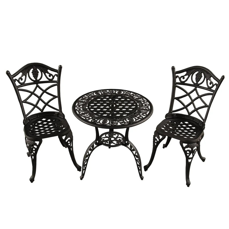 Black Grape Vineyard Outdoor Patio Garden Aluminum 3 Piece Bistro Set by Sharicks