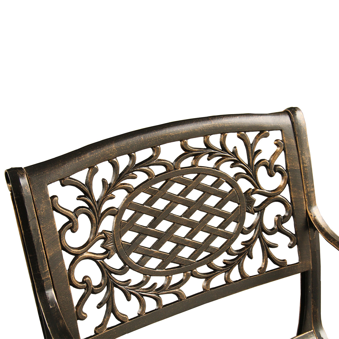 Ornate Traditional Outdoor Mesh Lattice Aluminum Patio Dining Chair by Sharicks