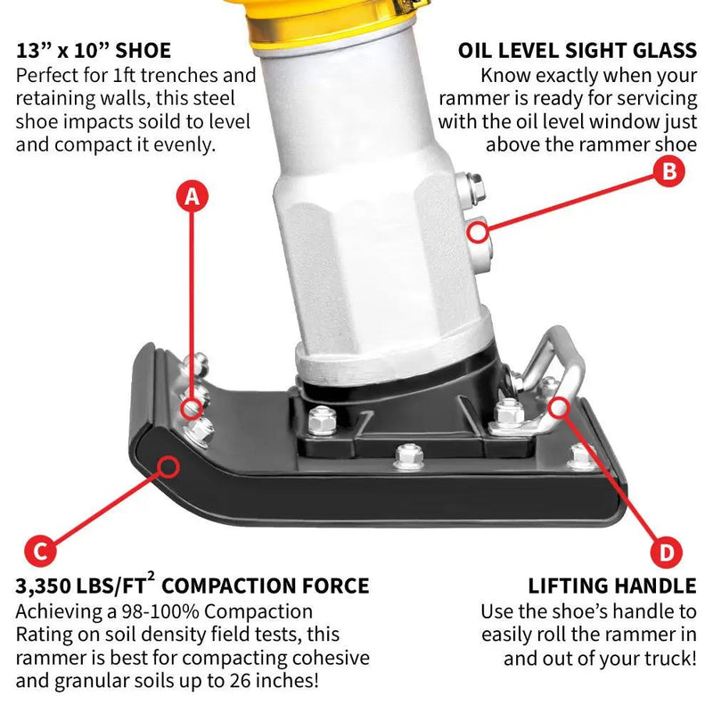 3 HP Honda Vibratory Rammer Tamper with Honda GX100 Engine 3350 lbs/ft by Tomahawk Power