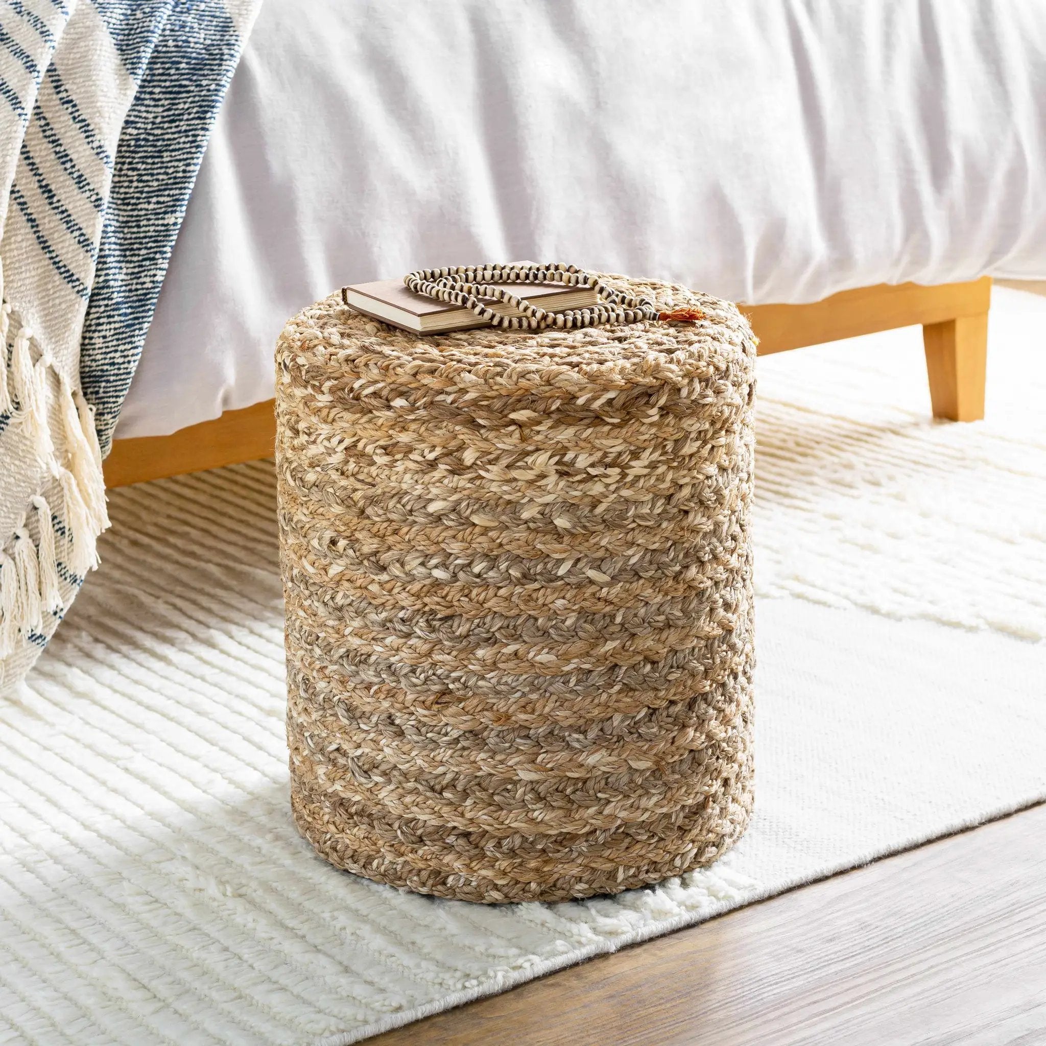 Ranskill Cotton Knitted Pouf - Clearance by Boutique Rugs