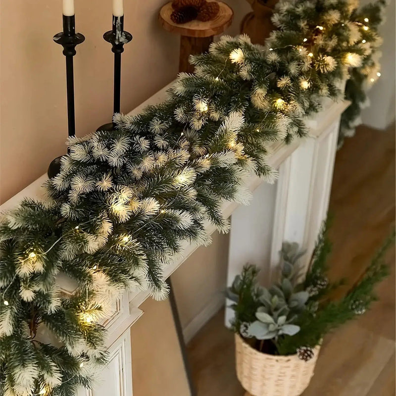Rattan Christmas Wreath 6.4ft White Artificial Pine Ring by House Of Avana