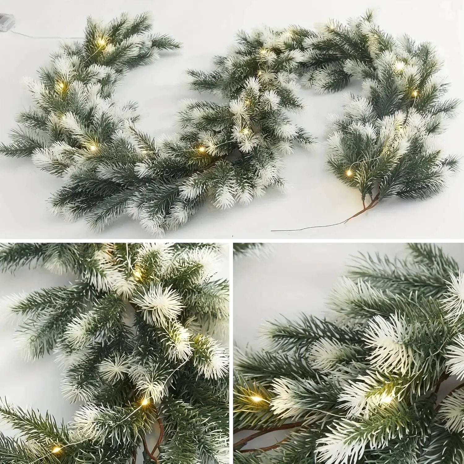 Rattan Christmas Wreath 6.4ft White Artificial Pine Ring by House Of Avana