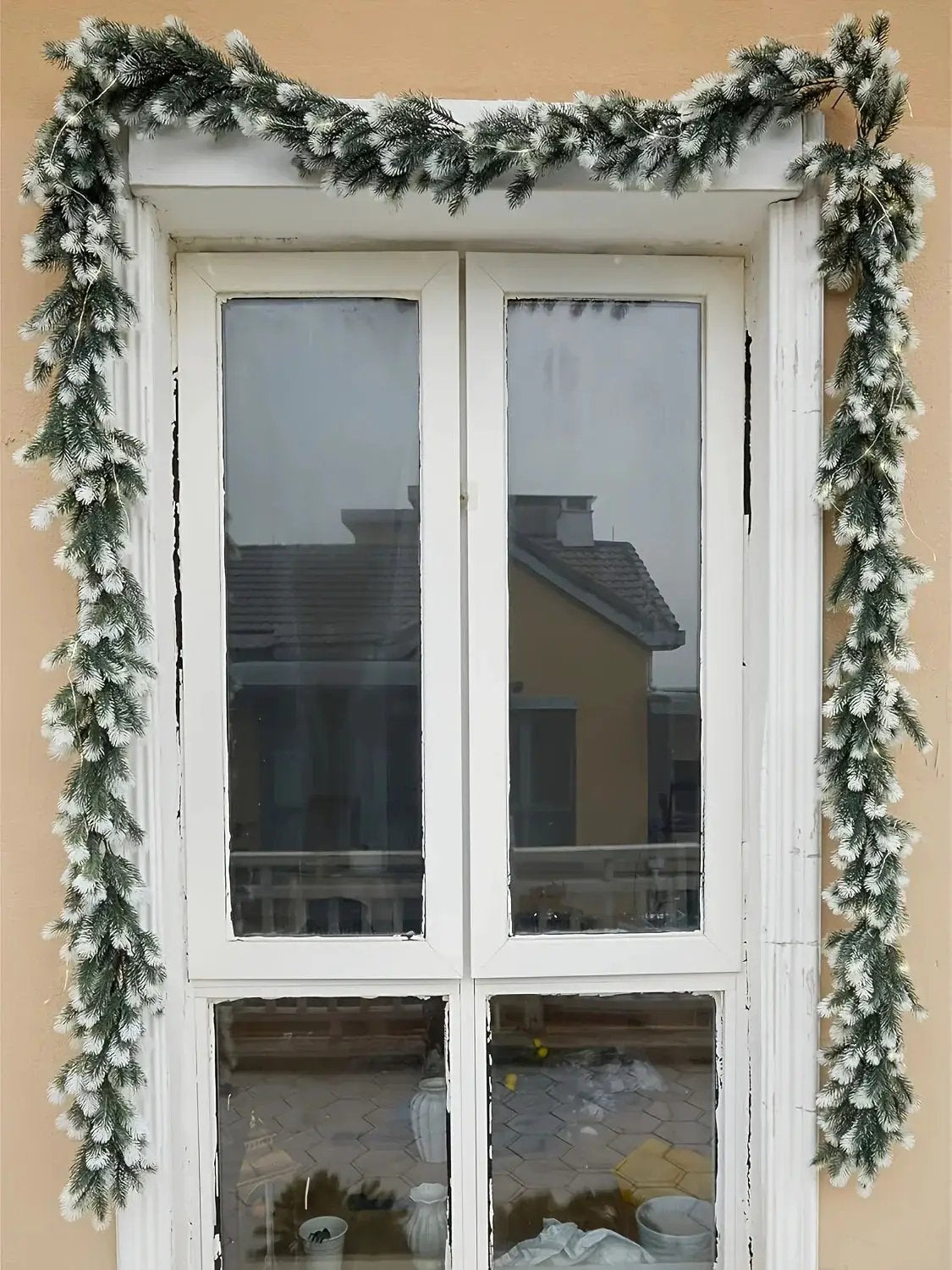 Rattan Christmas Wreath 6.4ft White Artificial Pine Ring by House Of Avana