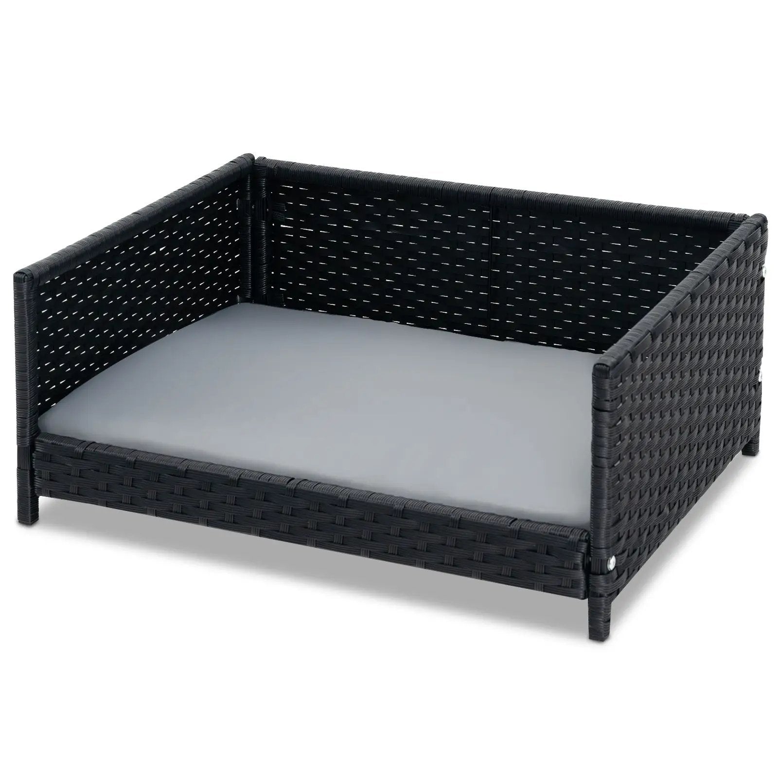 Rattan Dog Bed with Waterproof Soft Cushion for Medium Small Dogs Cats-Gray by DirectDeals