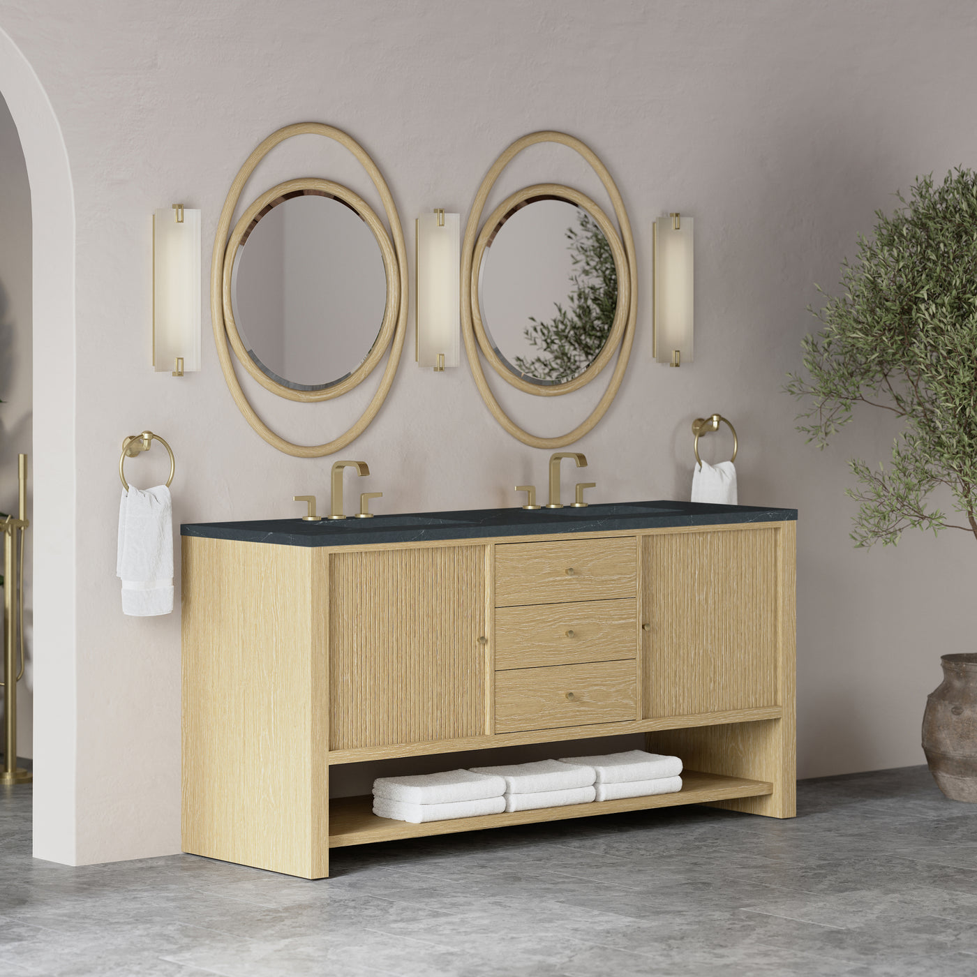 James Martin Marigot 72" Double Bathroom Vanity, Sunwashed Oak, view 40