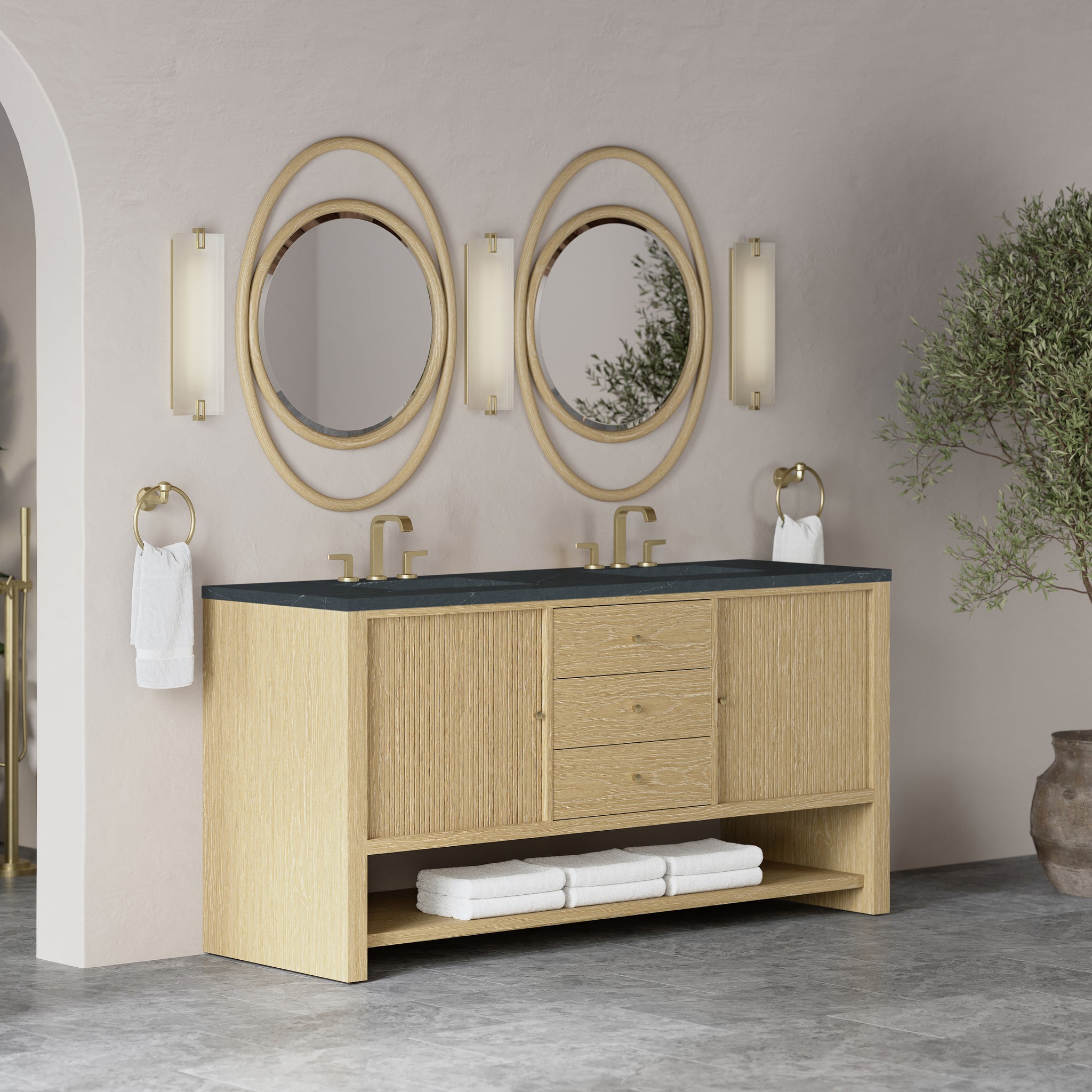James Martin Marigot 72" Double Bathroom Vanity, Sunwashed Oak, view 40