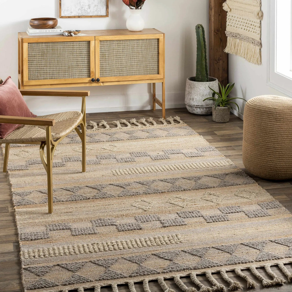 Ardee Totem Jute&Wool Blend Rug - Clearance, installed in a room