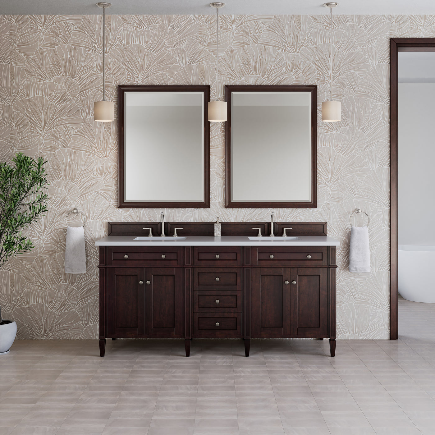 James Martin Brittany 72" Double Bathroom Vanity, Burnished Mahogany, view 31