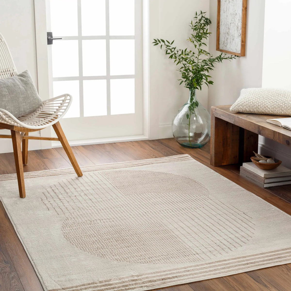 Zeke Geometric Nutmeg Rug - Clearance, installed in a room
