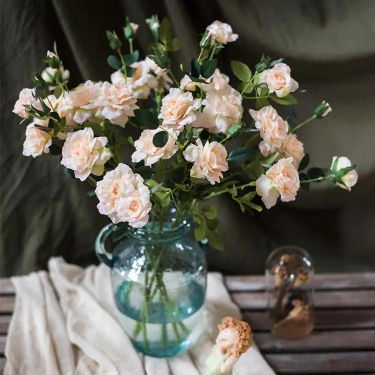Artificial Faux Real Touch Blooming Rose Stem 25" Tall Silk by RusticReach