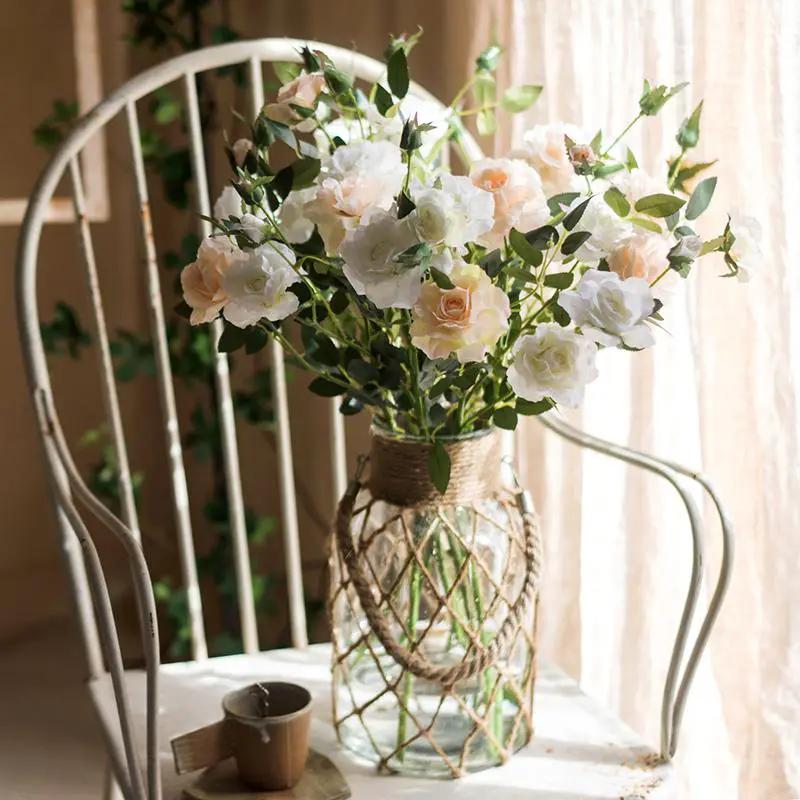 Artificial Faux Real Touch Blooming Rose Stem 25" Tall Silk by RusticReach