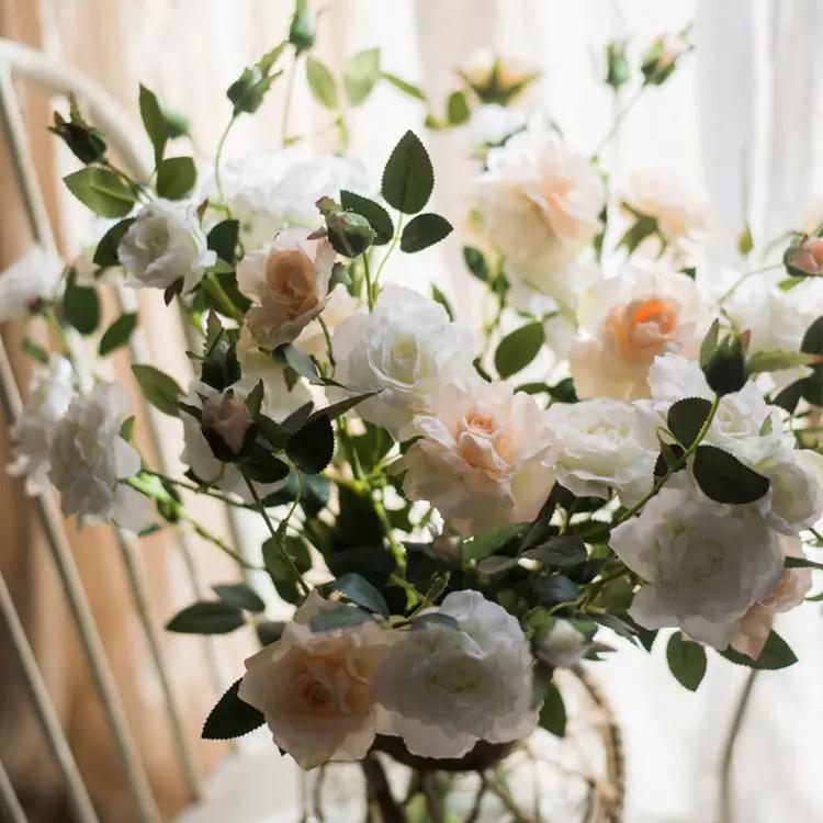 Artificial Faux Real Touch Blooming Rose Stem 25" Tall Silk by RusticReach