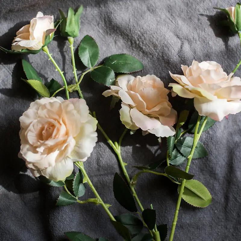 Artificial Faux Real Touch Blooming Rose Stem 25" Tall Silk by RusticReach