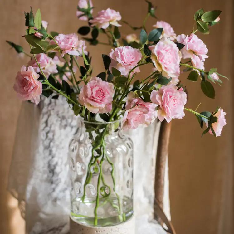 Faux Silk Real Touch Blooming Rose Stem in Pink 25" Tall by RusticReach