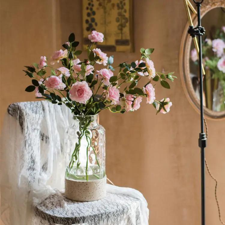 Faux Silk Real Touch Blooming Rose Stem in Pink 25" Tall by RusticReach