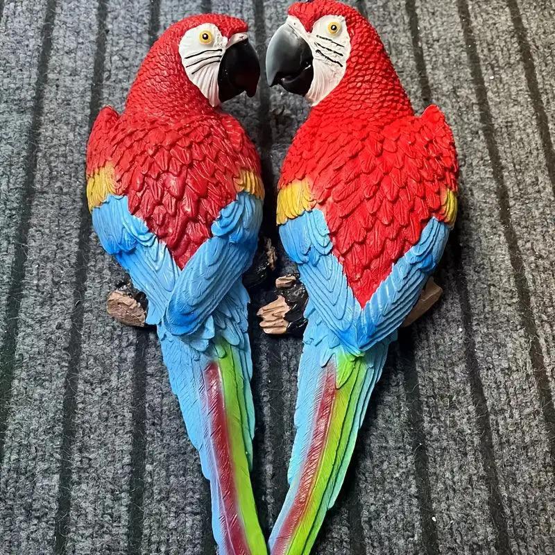 Realistic Blue Hanging Parrot Statue Garden Decor by House Of Avana