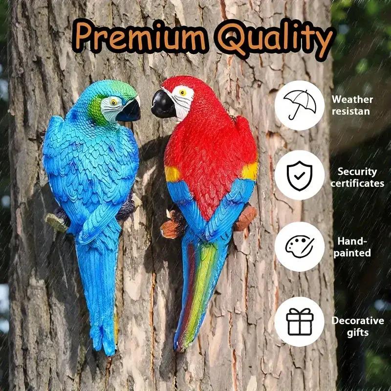 Realistic Blue Hanging Parrot Statue Garden Decor by House Of Avana