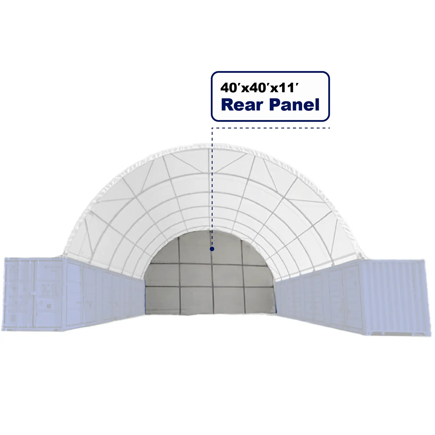 Rear Cover for Gold Mountain Shipping Container Canopy Shelter 40'x40'x11' by Chery Industrial