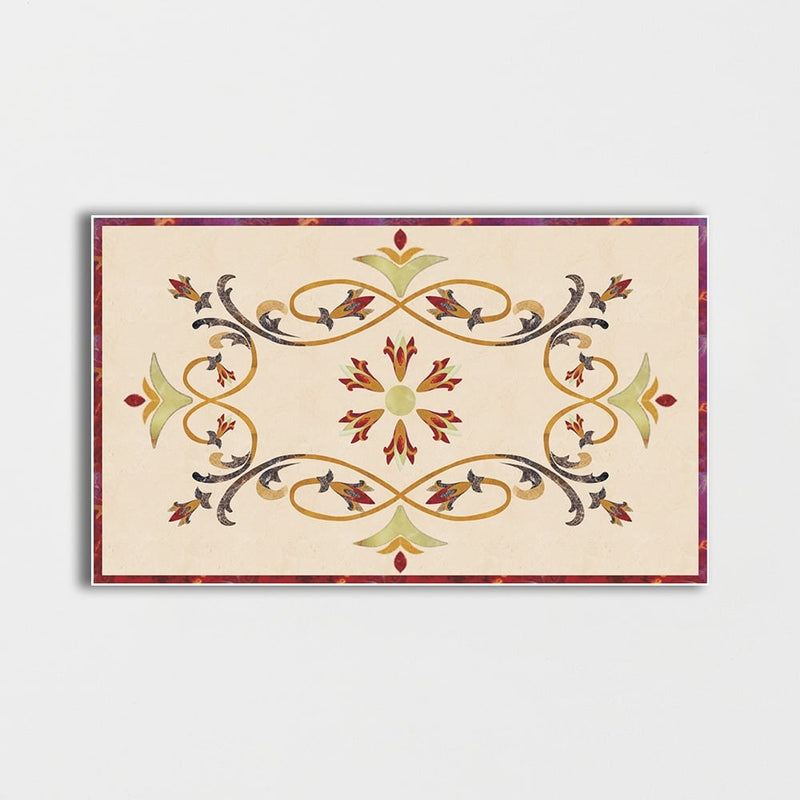 Rectangular Aluminum Backed Multi Finish Carnation Marble Medallions 4x6 Marble Multi Finish 4x8 Medallions