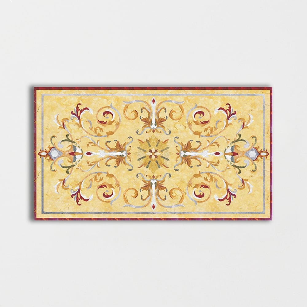 Rectangular Aluminum Backed Multi Finish Casablanca Marble Medallions 3x5 Marble Multi Finish 6x6 Medallions