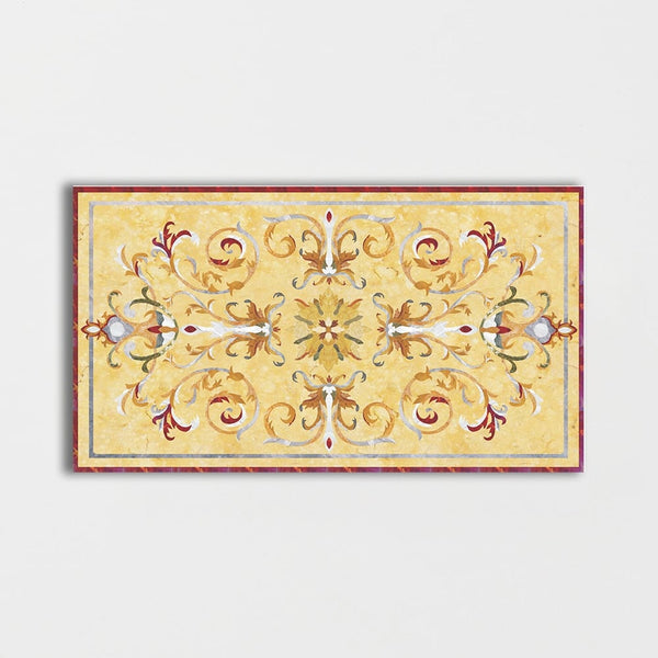 Rectangular Aluminum Backed Multi Finish Casablanca Marble Medallions 3x5