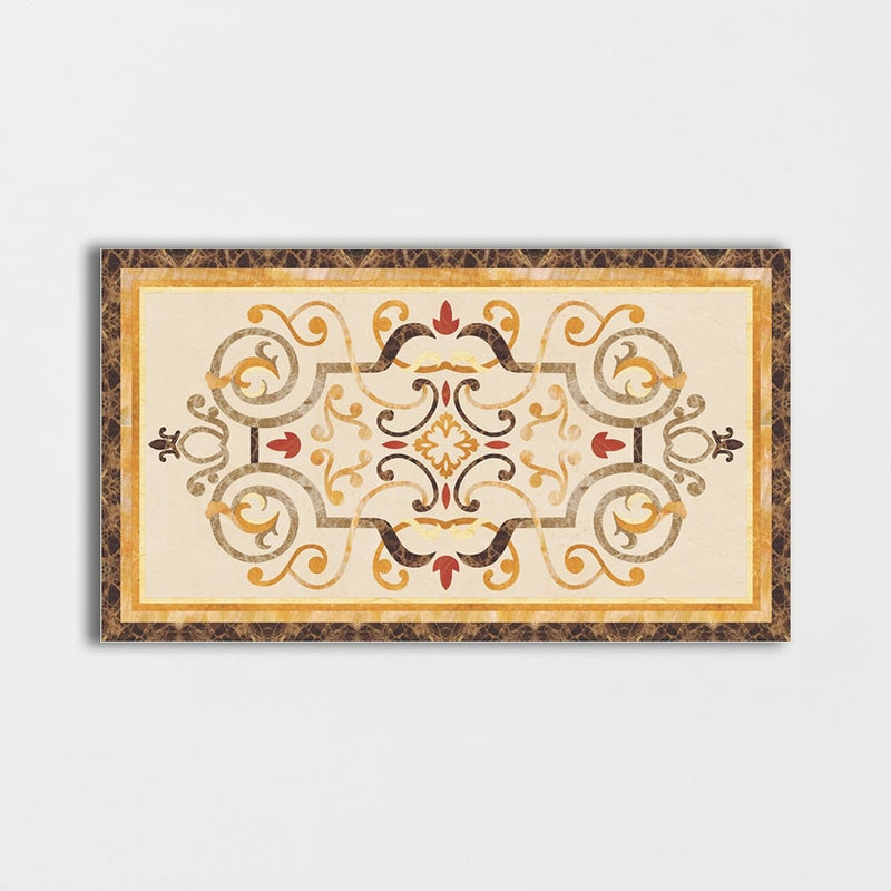 Rectangular Aluminum Backed Multi Finish Danbury Marble Medallions 3x5 Marble Multi Finish 6x6 Medallions