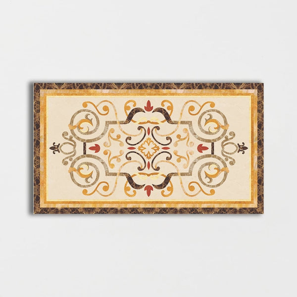 Rectangular Aluminum Backed Multi Finish Danbury Marble Medallions 4x6