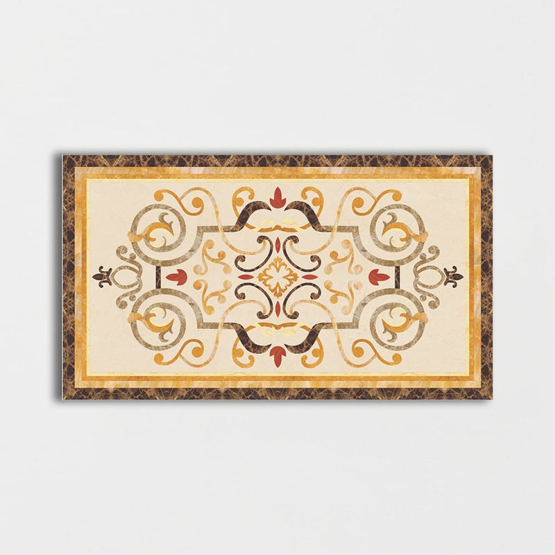 Rectangular Aluminum Backed Multi Finish Danbury Marble Medallions 4x6 Marble Multi Finish 4x8 Medallions