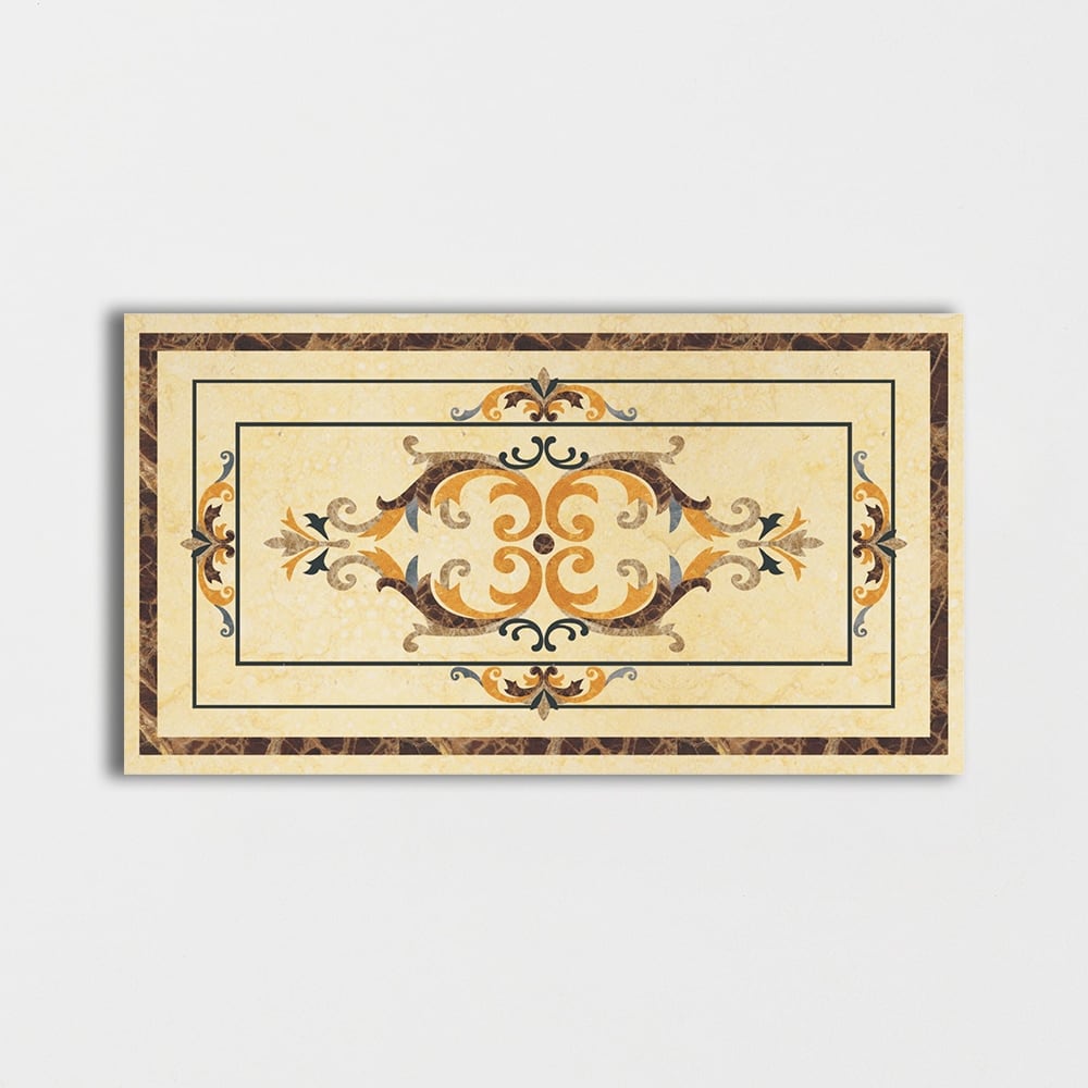 Rectangular Aluminum Backed Multi Finish Davinci Marble Medallions 3x5 Marble Multi Finish 6x6 Medallions