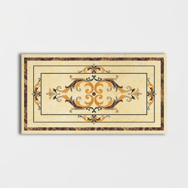 Rectangular Aluminum Backed Multi Finish Davinci Marble Medallions 3x5