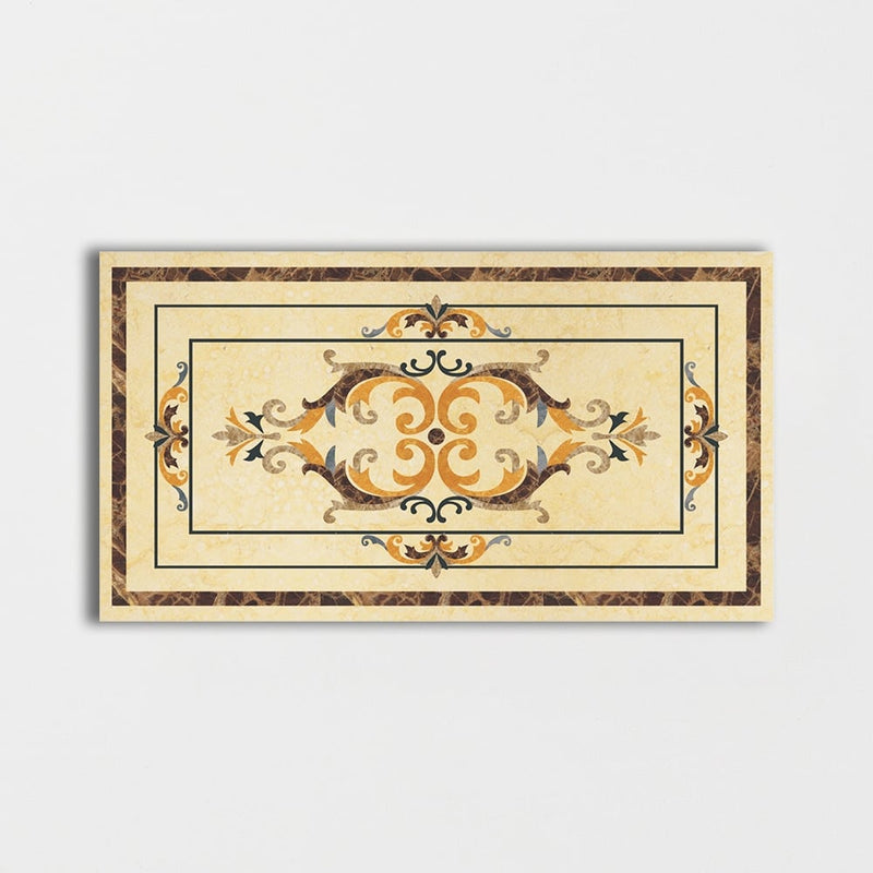 Rectangular Aluminum Backed Multi Finish Davinci Marble Medallions 3x5 Marble Multi Finish 6x6 Medallions