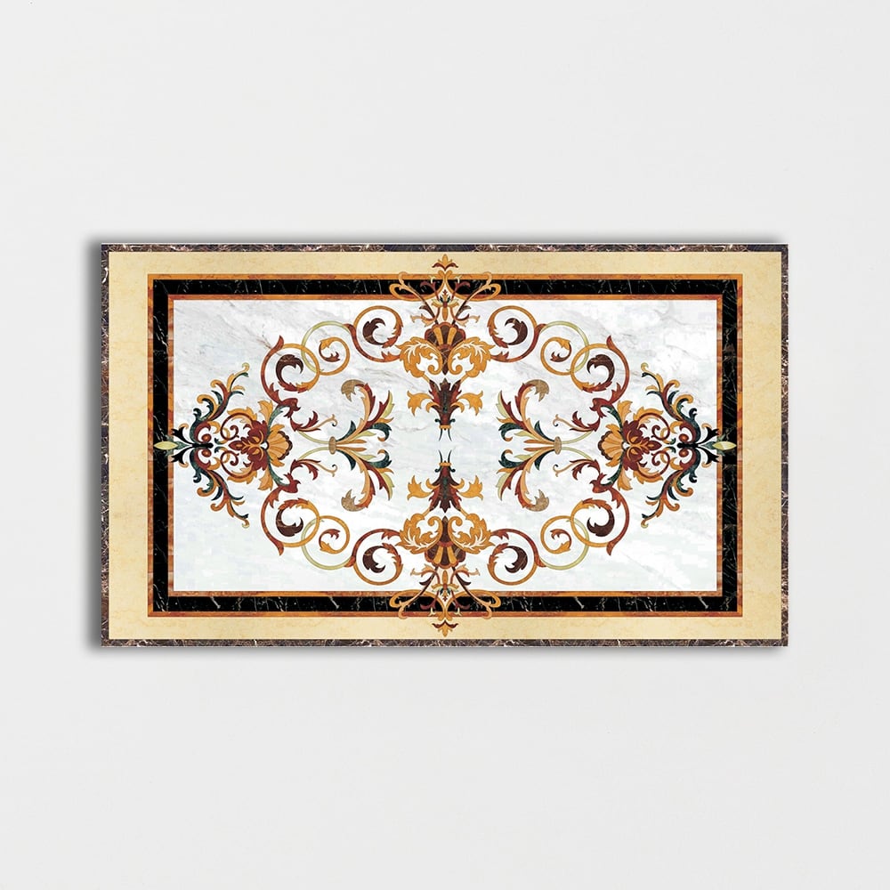Rectangular Aluminum Backed Multi Finish Rafael Marble Medallions 3x5 Marble Multi Finish 6x6 Medallions